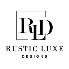 the logo for rustic luxury designs, which has been designed by person and is black on white