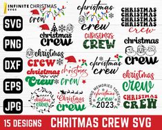 the christmas crew svg bundle is available for use on all types of crafts and projects