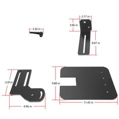 an image of a metal object with measurements for the mountings and parts on it