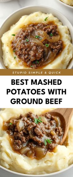 Image for Best Mashed Potatoes with Ground Beef Beef Mashed Potato Casserole, Mash Potato Dinner Ideas, Mashed Potatoes Dinner Meals, Potatoes With Ground Beef, Mash Potato Dishes, Potato Recipe For Kids, Homemade Mashed Potatoes Recipe, Mashed Potato Casserole Recipes, Baked Mashed Potatoes