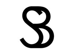 the letter s is made up of two black letters, one in the shape of a heart