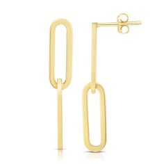 For the glam, luxe, and modern girl! The perfect earring for when you want to switch it up but yet stay in trend. EARRING INFORMATION SKU: JNCY11278 Metal type and color: 14k Yellow Gold Gender: Women Style: Paperclip Earring Rhodium Plated: No Earring Length (mm): 32.17 Earring Width (mm): 5.9 Weight (grams): 1.90 Paperclip Earrings, Royal Chain, Minimal Earrings, Link Earrings, Gold Paper, Everyday Earrings, Earrings Dangle, 14kt Gold, Paper Clip