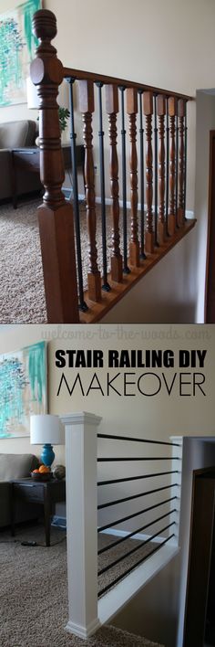 stair railing diy to makeover