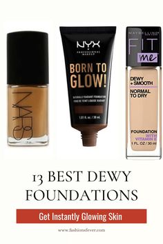 13 Best Dewy Foundations For Instant Glow. Looking for best foundations in makeup products that adds luminous to the lustreless skin then check out best dewy foundations that amps up the skin glow and provide instant hydration. From best dewy foundations drugstore to high end this list covers everything. Also they are ideal from dry skin to all skin types. Have a dewy makeup look and dewy skin with these glow foundations. #bestdewyfoundations #dewy #dewyskin Best Foundation For Acne, Order To Apply Makeup, Best Foundation Makeup, Bobbi Brown Skin Foundation, Nars Sheer Glow Foundation, Dewy Foundation, Best Drugstore Foundation, Dewy Makeup Look, Nars Sheer Glow