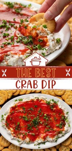 the best crab dip with crackers and parsley on top is an easy appetizer