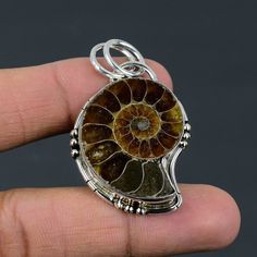 Ammonite Fossil, Sterling Silver Jewelry Handmade, Silver Gemstone Jewelry, Wire Weaving, Jewelry Manufacturers, Handmade Pendant, Handmade Pendants, Sterling Silver Pendant, Mom Gift