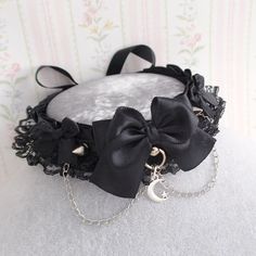 Little Crescent Moon Spikes Bow All Black Kitten Pet Play Collar Gear ,choker Necklace Lace Ruffles Chain , Cute Gothic - Etsy Gothic Pet Accessories, Gothic Choker, Collar Choker, Cute Chokers, Kitten Play Gear, Kitten Play Collar, Gothic Kawaii, Choker Designs, Gothic Chokers