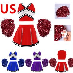 the cheerleader uniform is red, white and blue