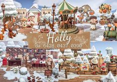 a collage of christmas scenes with santas and other holiday items in the snow