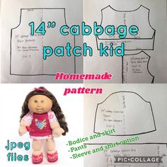 the sewing pattern for this cabbage doll is easy to sew