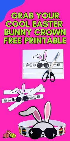 an easter bunny printable craft for kids to make with scissors and paper strips on pink background