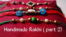 a red bag with some beads and other items on top of it that says handmade rahi part 2