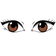 the eyes of an anime character with brown and white eyelashes, one eye is closed