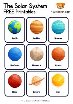 solar system printable worksheet for kids to learn the planets and their names