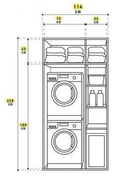 a drawing of a washer and dryer next to each other with the measurements