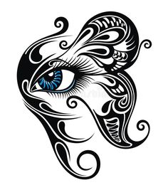 an eye with swirls in the shape of waves - tattoos decorative objects, art and design