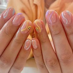 Theme Nails, Nail Red, August Nails, Cute Short Nails, Nails Yellow, Press On Nails Short, Cute Simple Nails, Tier 1, Really Cute Nails