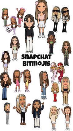 a bunch of cartoon people standing together with the words snapchat bimbous