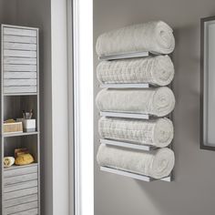 PRICES MAY VARY. Towel holder: Sleek and stylish 5 tier towel holder rack for use in any bathroom, en suite or toilet Wall mountable: This classic yet contemporary looking towel rail can be wall-mounted Chrome finish: With a modern chrome silver polished finish, to match any bathroom style 5 rail towel bar: Holds up to 4 towels, from larger bath towels to smaller hand towels Easy to assemble: Comes flat packed and complete with full instructions. Chrome towel rack measures: H 57cm x W 31cm x D 1 Hanging Bathroom Shelves, Display Towels, Bathroom Towel Storage, Wall Mounted Towel Holder, Wall Mounted Towel Rack, Wet Room, Chrome Bathroom, Towel Rack Bathroom, Towel Storage