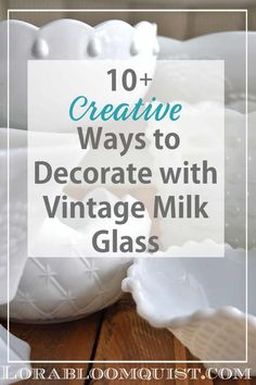 Here are 10 pretty ways to decorate with vintage milkglass pieces. Easily found secondhand and thrifted, milkglass is an inexpensive home decorating asset. Decorating With Milk Glass Ideas, Decorating With Milk Glass, Milk Glass Display, Hobnail Glassware, Glassware Display, Vintage Dishes Antiques, Milk Glass Decor, Glassware Crafts, Milk Glass Collection