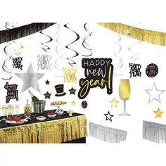 AMSCAN CA New Year New Year Room Decoration Kit, 28 Count Gold Party Favors, New Year Table, Christmas Accents, New Years Eve Decorations, Room Transformation, Party Stores, Gold Party, Room Decorating, Eve Parties