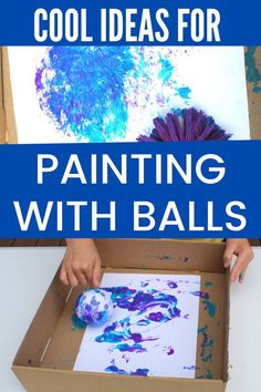 cool ideas for painting with balls - child shown painting with a string ball and a wiffle ball Balls Activities, Color Blue Activities, Preschool Painting, Preschool Color Activities, Ideas For Painting, Daycare Decor, Preschool Classroom Decor, Activities For Preschool