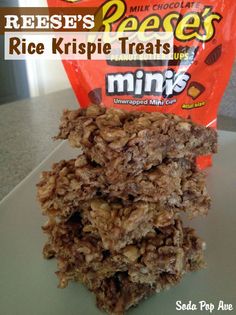 a bag of rice krispie treats sitting on top of a counter