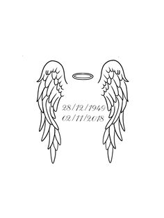 two angel wings with the words love you always written on them in black and white