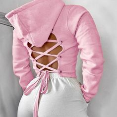 Gray Hoodies, Black Hooded Sweatshirt, Backless Crop Top, Womens Sweatshirts Hoods, Crop Top Hoodie, Sweatshirt Women, Pink Hoodie, Hooded Sweater, Teen Fashion Outfits