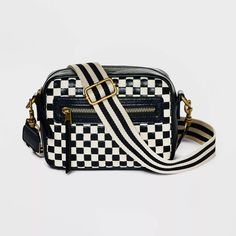 Checker Camera Crossbody Bag With Strap - Universal Thread™ Black/white : Target Fun Purses, Mid 30s, Checkered Bag, Salem Mass, Cute Crossbody Bags, Target Gifts, Travel Purse, Feeling Confident, Simply Chic