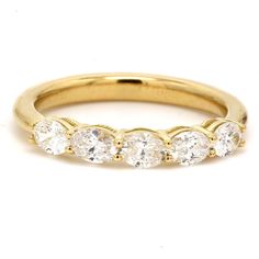 Ninacci 18K Yellow Gold 5-Stone Oval Cut Diamond Band - 0.83 Carat Total Diamond Weight - Size 7.0 Classic Oval Half Eternity Wedding Ring, Wedding Bands For Oval Engagement Rings, Cocktail Accessories, Diamond Cocktail Rings, Engagement Rings Oval, Unique Diamonds, Oval Cut Diamond, Fine Jewelry Collection, Diamond Band