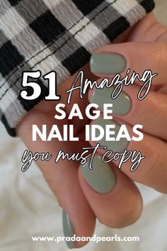 Sage Nail Color, Sage Nails Short, Sage Nail Designs, Sage Nails Acrylic, Sage Nail Ideas, Nail Art Sage, Sage Nails Design, Sage Nails, Spring Break Nails