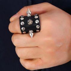 This Unique Piece Is A Wonderful Addition To Your Wardrobe And Your Style: Sure To Get Lots Of Compliments! Great For Halloween Or Anytime! Gsumpa50600jnd6 Punk Rings, Oc Creator, Paw Ring, Rhinestone Rose, Punk Clothing, Costume Rings, Digital Closet, Nail Ring, Leather Ring