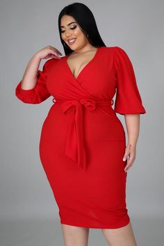 Plus Size Styles, Calf Sleeve, V Neck Midi Dress, Wrap Midi Dress, Red Midi Dress, Blue Midi Dress, Stretch Dress, Plus Dresses, Sleeves Pattern