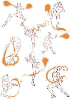 some drawings of people doing different poses