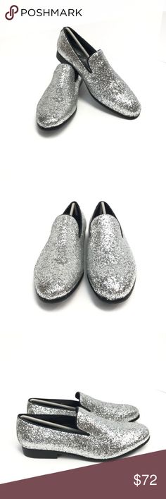 Amali Men's Silver Metallic Glitter Sparkle Loafer Amali Men's Silver Metallic Glitter Sparkle Loafers Tuxedo Dress Shoes Man Made Material  Made in China Style: Barnes 211 Silver Size 7.5 - 12 Amali Shoes Loafers & Slip-Ons Party Slip-on Dress Shoes With Rubber Sole, Silver Flat Loafers For Party, Silver Loafers With Round Toe For Party, Silver Round Toe Loafers For Party, Silver Party Loafers With Round Toe, Party Slip-ons With Leather Sole, Party Slip-on Loafers With Rubber Sole, Party Loafers With Rubber Sole, Party Slip-ons With Leather Sole And Round Toe