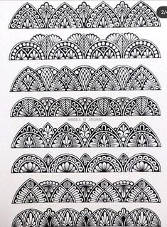 an intricately designed pattern is shown in black and white on a sheet of paper