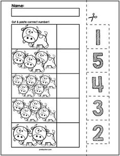 a printable worksheet with numbers and animals