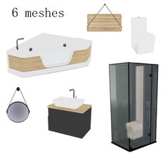 the bathroom is designed with different types of furniture