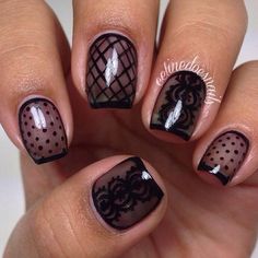 Lace Nail Design, Black And White Nail, Unghie Nail Art, White Nail, Cute Nail Designs