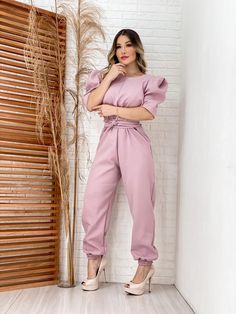 Classy Work Outfits, Two Piece Pant Set, Off The Shoulder, Spa, Medical, Pink