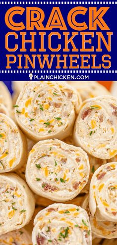 Crack Chicken Pinwheels - Football Friday - Plain Chicken Cheese Cheddar, Pinwheel Recipes, Tailgate Food, Savory Chicken, Bacon Ranch, Cheese Dip, Bacon Cheese, Chicken Salad Recipes