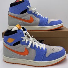 New In The Box Authentic Men’s 2023 Air Jordan 1 High Zoom Comfort 2 'Royal Pulse Alpha Orange' Air Jordan 1 Zoom Sneakers Men’s 8 Box No Lid Air Jordan 1 High, Dream Shoes, Blue Orange