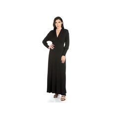 Designed with a flared skirt and empire waist, this figure-flattering juniors' maxi dress from 24seven Comfort Apparel delivers an elegant look you can't resist. Designed with a flared skirt and empire waist, this figure-flattering women's maxi dress from 24seven Comfort Apparel delivers an elegant look you can't resist. V-neck Long sleeves No pockets Empire waist Unlined Jersey construction PulloverFIT & SIZING Maxi silhouette 54.5-in. approximate lengthFABRIC & CARE Rayon, spandex Machine wash Fitted Empire Waist Maxi Dress For Date Night, Solid A-line Maxi Dress For Evening, Spring Elegant Full-length Maxi Dress, Elegant Solid Empire Waist Maxi Dress, Elegant Solid Color Empire Waist Maxi Dress, Formal Long Sleeve Maxi Dress With Flattering Silhouette, Solid Color A-line V-neck Dress For Evening, Floor-length V-neck Dress For Date Night, A-line V-neck Dress For Evening