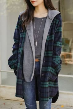 Moda Ulzzang, Flannel Outfit, Korean Fashion Ideas, Flannel Outfits, Korean Fashion Outfits, Korean Fashion Trends, K Fashion, Plaid Jacket