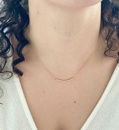 "Curved bar necklace, 14k gold filled, simple silver necklace, simple gold necklace, minimal jewelry, Dainty Necklace, Gold Necklace ♥Dainty curved bar necklace. This necklace is elegant and simple. It will be your everyday, go to necklace ♥ The dainty curved tube is just under an inch long. ♥FINISH - Available in 14K GOLD, ROSE GOLD FILLED and STERLING SILVER...please choose your desired finish when checking out ♥LENGTH - Please choose your desired chain length from the drop down menu when chec Everyday Rose Gold Necklaces With Delicate Chain, Simple Rose Gold Necklace With Delicate Chain, Everyday Rose Gold Necklace With Delicate Chain, 14k Gold Bar Necklace With Delicate Chain, Minimalist 14k Gold Filled Necklaces For Everyday, Simple 14k Gold Filled Necklaces For Everyday, Minimalist Rose Gold Charm Necklace With Delicate Chain, Simple 14k Gold Filled Everyday Necklaces, Minimalist 14k Gold Filled Necklace For Everyday