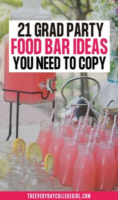 Graduation Party Food Bar Ideas Party Food Bar Ideas, Graduation Party Appetizers, Easy Graduation Party Food, Yogurt Parfait Bar, Taco Station, Food Bar Ideas, Graduation Party Food, Parfait Bar, Cheers To New Beginnings