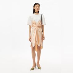 Alexander Wang Cinched T Shirt Slip Shirt Dress Peach Slip Dress Size 4 Twin Halloween Costumes, Clothing Reference, Baby Halloween Costumes, Baby Halloween, Alexander Wang, Lace Detail, Designing Women, Twins, Cold Shoulder Dress