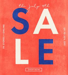 an orange and blue sale sign with the words sale in white letters on red background