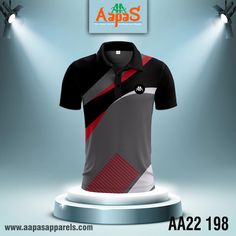 an image of a polo shirt displayed on a pedestal with lights in the back ground